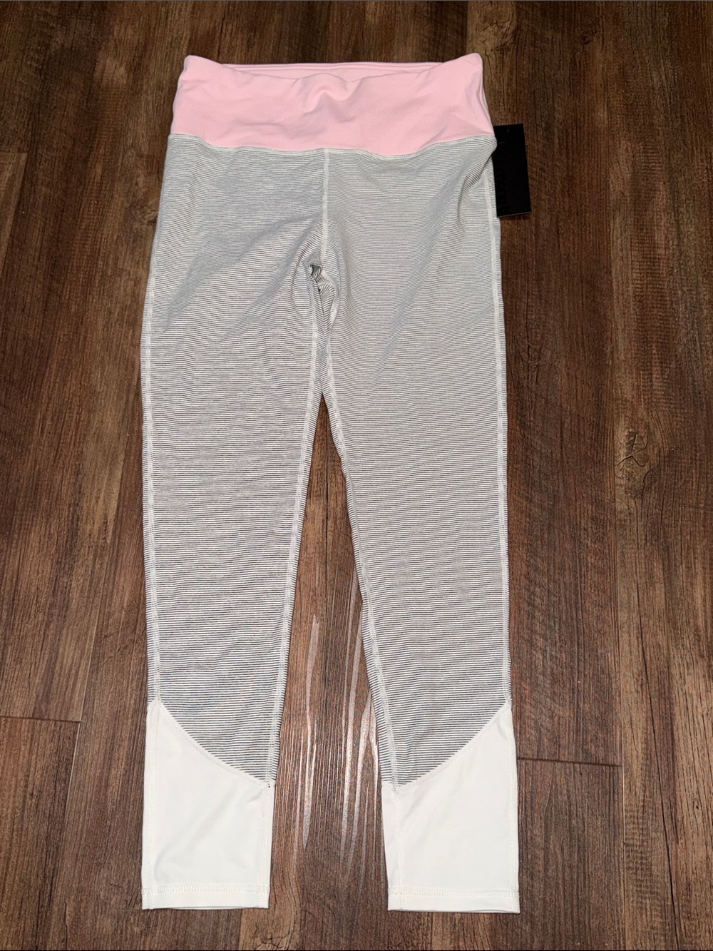 Mono B Striped Active Workout Leggings size L NWT